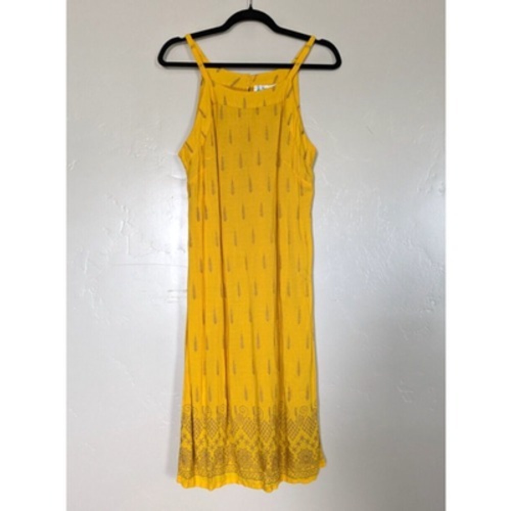 Lapogee Dress Large Sundress Rayon Lined Yellow Boho Festival‎ Sunflower